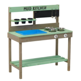 Kids Play Kitchen, Wood Mud Kitchen With Water Play Set  Cooking Toys For Outdoor, Gift For 3 8