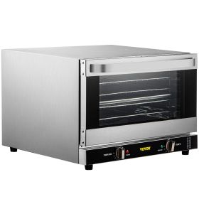 VEVOR Commercial Convection Oven, , Half-Size Conventional Oven Countertop, 1600W Toaster Glass Door, Electric Baking Oven  Wire Racks Clip Gloves, 12