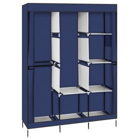 71in Portable Closet Wardrobe Clothes Rack Storage Organizer with Shelf Navy
