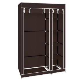 67in Portable Clothes Closet Wardrobe with Non Woven Fabric and Hanging Rod Quick and Easy to Assemble Dark Brown