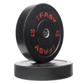 Olympic Bumper Weight Plates, Rubber Plate With 2-Inch Steel Insert Rubberized Weightlifting Barbell Plates 55LB, Pairs Or Sets