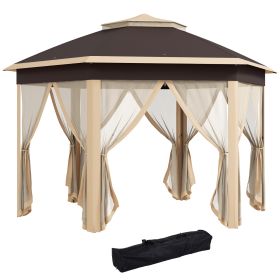 Outsunny 13' X 13' Pop Up Gazebo, Hexagonal Canopy Shelter With 6 Zippered Mesh Netting, Event Tent