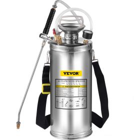 VEVOR 2Gal Stainless Steel Sprayer, Set With Wand  Handle& 3FT Reinforced Hose, Hand Pump Sprayer With Pressure Gauge&Safety Valve, Adjustable Nozzle