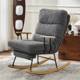 Modern Teddy Gliding Rocker, High Back, Retractable Footrest, Adjustable Angle