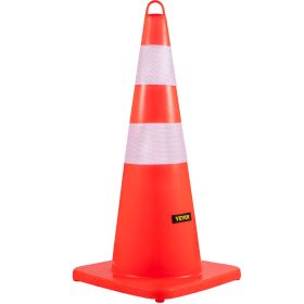 VEVOR Safety Cones, 10PCS Traffic Cones, PVC Orange Construction Cones, 2 Reflective Collars Traffic Cones With Weighted Base And Hand-Held Ring Used