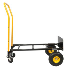 HT1006BK-YL Hand Truck 2-in-1 Dolly Cart & 4 Wheel Push Cart With Swivel Wheels