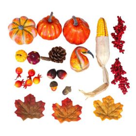 49 Pcs Fall Pumpkin Decoration Lifelike Artificial Pumpkin Pine Cones Hazelnuts Corn Red Berries Maple Leaves Models