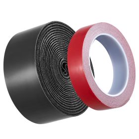 15ftX2in Hook Loop Tape & 16.4ft X 0.94in Double-Side Strips Black Red