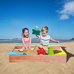 Children's Wooden Sandbox, Sandpit ,Kids Wood Playset Outdoor Backyard ,47.25 L X47.25 W X 7.87 H Go