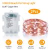 2Pcs LED String Lights 100LED Beads 32.8FT Copper Fairy Lights IP65 Waterproof Battery Operated Flash Lights with Remote Control For Wedding Party Jar