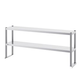 VEVOR Double Overshelf, Double Tier Stainless Steel Overshelf, 12 X 60 Inch Double Deck Overshelf, Height Adjustable Overshelf Prep Work Table For Kit
