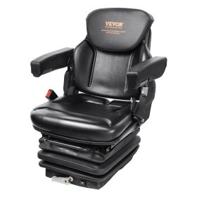 VEVOR Universal Tractor Seat Suspension, Fold Down Forklift Seat With Adjustable Angle Back, Micro Switch, Seatbelt And Armrests, 3-level Shock Absorp