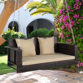 49 Inch Brown Gradient Rattan Beige Mat Woven Rattan Swing Without Swing Frame