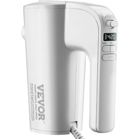 VEVOR Digital Electric Hand Mixer, 5-Speed, 200W Portable Electric Handheld Mixer, With Turbo Boost Beaters Dough Hooks Whisks Storage Bag, Baking Sup