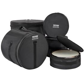 VEVOR 5-Piece Drum Bag Set, 1680D Oxford Fabric, Padded Drum Bags And Cases With 4.92 Ft Detachable Shoulder Strap Carry Handles Foldable Design, For