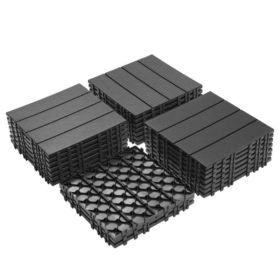 Plastic Interlocking Deck Tiles Pack Of 44 Light Gray