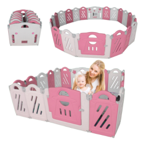 20X2 Panel Baby Playpen  Foldable Playard For Baby And Kids  Adjustable Shape Play Fence With Safety Lock Gate