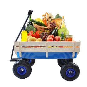 Outdoor Wagon All Terrain Pulling W  Wood Railing Air Tires Children Kid Garden
