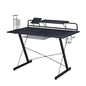 Techni Sport TS-200 Carbon Computer Gaming Desk With Shelving, Black