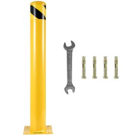 VEVOR Safety Bollard, 36 Inch Height Bollard Post, 5.5 Inch Diameter Steel Pipe Safety Bollard Post, Yellow Steel Bollard, Steel Safety Bollard With 8