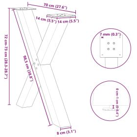 vidaXL SÃ¶Ã¶gilaua jalad X-kujuline 2 tk Must 70x(72-73) cm Teras