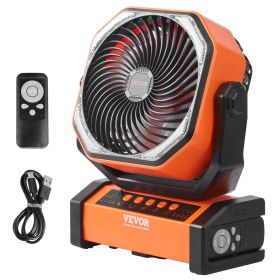 VEVOR Portable Fan Rechargeable 9 Inch, Battery Powered Fan With LED Lantern, 4 Speeds Adjustable  Automatic Swivel & Timer , USB Battery Operated Fan