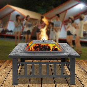 32 Inch Wrought Iron Square Black Firewood Brazier