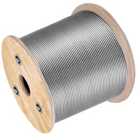 VEVOR Stainless Steel Cable Railing 500ft, Wire Rope 316 Marine Grade, Braided Cable 7x7 Strands Construction For Deck Rail Balusters Stair Handrail P