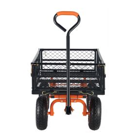 VEVOR Dump Cart, Metal Garden Dump Cart With Easy To Assemble Frame, Dump Wagon With 2-in-1 Convertible Handle, Utility Wheelbarrow 400 Lbs Capacity,