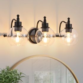 3 Lights Bathroom Vanity Fixture, 22 Inch Bathroom Fixture, Bathroom Lamp Above Mirror With Clear Glass Cover For Living Room And Kitchen, E26 Base