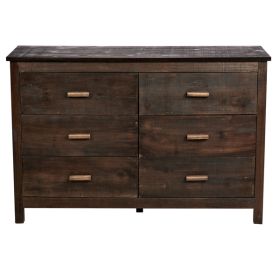 Brown MDF Veneer 120x40x80 Double-row Six-drawer Chest Of Drawers