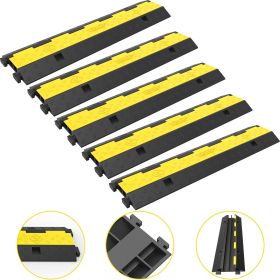 VEVOR Cable Protector Ramp, 5 Packs 2 Channels Speed Bump Hump, Rubber Modular Speed Bump Rated 11000 LBS Load Capacity, Protective Wire Cord Ramp Dri