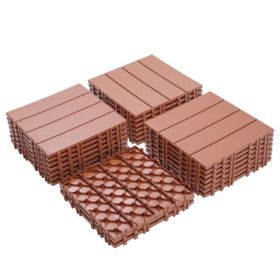 Plastic Interlocking Deck Tiles Mahogany Colour Pack Of 44