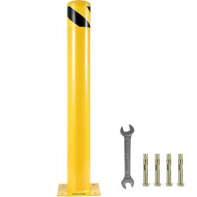 VEVOR Safety Bollard Safety Barrier Bollard Height Yellow Powder Coat Pipe Steel Safety Barrier With 4 Free Anchor Bolts For Traffic-Sensitive Area