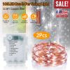 2Pcs LED String Lights 100LED Beads 32.8FT Copper Fairy Lights IP65 Waterproof Battery Operated Flash Lights with Remote Control For Wedding Party Jar