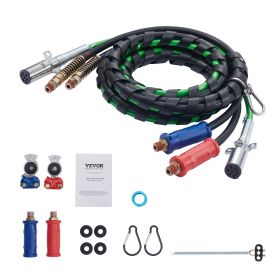 VEVOR 15FT Semi Truck Air Lines Kit With 2PCS Glad Hands, 3-in-1 Air Hoses & 7 Way ABS Electric Power Line, With 2PCS Gladhand Handles, 4PCS Seals And