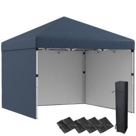 Outsunny 10' X 10' Pop Up Canopy Tent With 3 Sidewalls, Leg Weight Bags And Carry Bag, Height Adjust