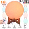 Moon Lamp 3D Printed Night Light 16 Colors Decorative Moon Light Touch Remote Control 3.15in