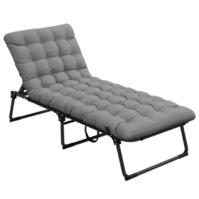 Outsunny Outdoor Chaise, Adjustable Folding Chaise Lounge With 4-position Backrest, Magazine Pocket, Removable Head Pillow, Sun Bathing Lounger Chair
