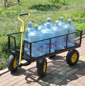 Wagon Cart Garden Truck For Easy Firewood Transport Yellow Black Max Static