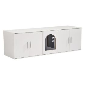 VEVOR Cat Litter Box Enclosure Wooden Litter Box Furniture Hidden  White
