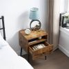 Mid Century Modern End Table Nightstand in Rustic Brown Black Wood Finish