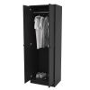 Modern Black  2-Door Wardrobe Armoire Cabinet with Clothes Hanging Rod