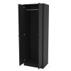 Modern Black  2-Door Wardrobe Armoire Cabinet with Clothes Hanging Rod