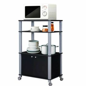 Modern 3-Shelf Kitchen Bakerâˆšâ‰ s Rack Cart on Wheels in Black Wood Finish