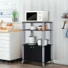 Modern 3-Shelf Kitchen Bakerâˆšâ‰ s Rack Cart on Wheels in Black Wood Finish
