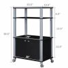 Modern 3-Shelf Kitchen Bakerâˆšâ‰ s Rack Cart on Wheels in Black Wood Finish