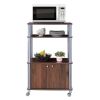 Modern 3-Shelf Kitchen Bakerâˆšâ‰ s Rack Cart on Wheels in Brown Wood Finish