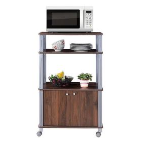 Modern 3-Shelf Kitchen Bakerâˆšâ‰ s Rack Cart on Wheels in Brown Wood Finish
