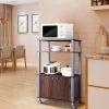 Modern 3-Shelf Kitchen Bakerâˆšâ‰ s Rack Cart on Wheels in Brown Wood Finish